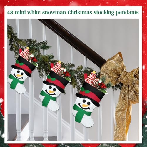 Geyoga 48 Pcs Black White Mini Christmas Stockings, Snowman Stockings Bulk - Image 6