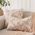 100% Cotton French Pastoral Throw Pillow Covers Set of 2, 24x24 Inch Double Sided/Brown, Farmhouse Decorative Cushion Covers for Sofa Bed Living Room Home Decor - Image 4