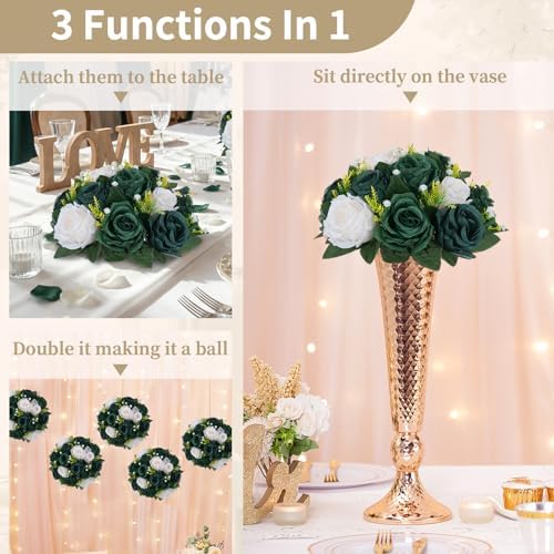 NUPTIO Green Flower Ball Centerpieces: Artificial Rose for Table, 9.4 Inch - Image 4