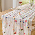 BINBE 6pcs Ivory Daisy Spring Table Runner Embroidery Gauze 10FT Florals Seasonal Tulle Holiday Birthday Kitchen Dining Table Decor for Home Party by BINBE