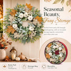 26 Inch Fall Wreaths for Front Door, Artificial Autumn Wreath - Image 6
