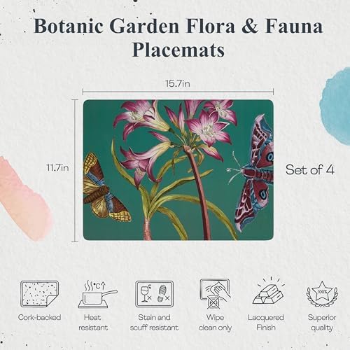 Portmeirion Botanic Garden Flora & Fauna Placemats - Set of 4, Blue - Image 2