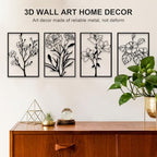 Metal Flower Wall Decor Art Living Room, Black Floral Wall Art Home Decor - Image 5