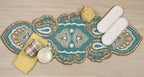 Lightnpro Beaded Christmas Table Runner 13x36 Inch - Teal Gold Paisley Design -Perfect Handmade Decorative Runner for Holiday, Thanksgiving, New Year, Winter Table Décor, Suitable Gift Every Occasion - Image 2