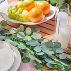 CQURE 48Pcs Eucalyptus Garland,Artificial Eucalyptus Leaves Table Greenery Garland Wreath Vines for Wedding Party Table Bedroom Home Decor - Image 6