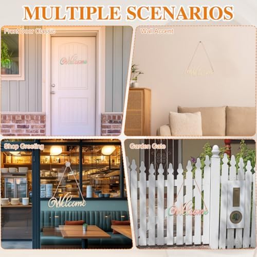 iplusmile 20Pcs Wooden Welcome Sign Wall Decor, Wood Cutout Hanging Art Sign Rustic for Front Door Gallery Home Apartment Kitchen Party Garden Farmhouse Porch, 11.2x4.5 Inch - Image 3