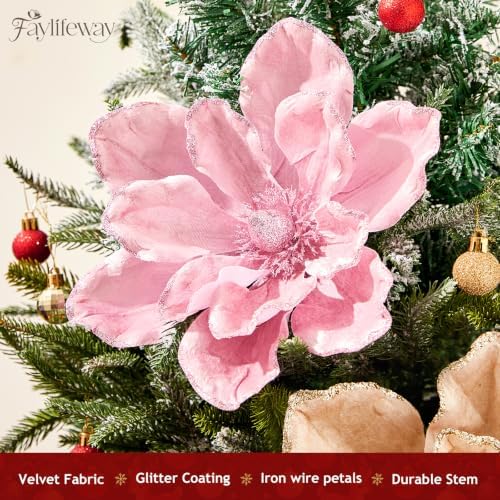 8PCS Large Christmas Magnolia Flowers for Christmas Tree Wreath - Image 7