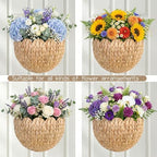 Hanging Wall Basket, Handwoven Water Hyacinth Scalloped Basket, Decorative Wall Organizer and Planter for Entryway Mail Plants Bathroom, Natural Color, 16" D x 10" W x 7" H, 2 Pack - Image 4