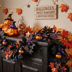 DecorbyHannah 6ft Halloween Garland for Mantle with Lights Pumpkin Decor - Image 5