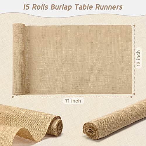 Buryeah 15 Pack Burlap Table Runners,12 x 71 Inch Natural Jute Rustic Runners Vintage Farmhouse Country Table Decor for Wedding Engagement Birthday Party Home Dining Kitchen Decorations - Image 2