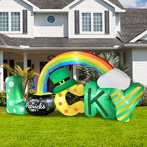 BLOWOUT FUN 6.5FT St Patricks Day Inflatable Lucky Letters Gold Pot Rainbow - Image 3