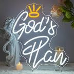 Horseneon Gods Plan Neon Sign Jesus White LED Sign for Bedroom Living Room by Horseneon