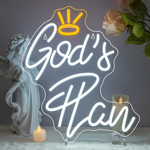 Horseneon Gods Plan Neon Sign Jesus White LED Sign for Bedroom Living Room by Horseneon