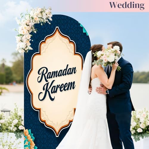 6.6FT Arch Backdrop Cover Ramadan Mubarak Runner Ramadan Decor Ramadan Table Wedding Arch Cover Spandex Fitted Stretchy Backdrop Stand Covers for Birthday Party Wedding Decoration - Image 5