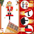 Cinnvoice 2 Pcs Wooden Nutcracker Soldier Christmas Stocking Hangers - Image 4