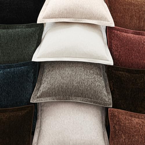 Decorative Chenille Luxury Throw Pillow Covers with Wide Edge, Textured Solid Pillowcases, Soft Velvet Cushion Cover Home Décor for Couch Sofa Chair Bed,20×20 Inch, Set of 2, Burgundy Red - Image 6