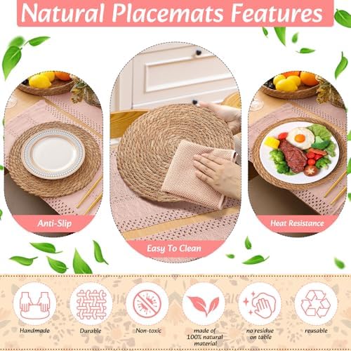 6 Sets Dining Table Decoration Boho Placemat, Pink, 12x72 - Image 6