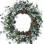 J'FLORU Christmas Wreaths for Front Door 20 Inch Artificial Christmas Wreath White Winter Wreath with Berries Pine Cones Pine Needles for Xmas Winter Holidays - Image 5