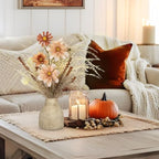 Hollyone Faux Fall Pampas Grass with Vase, Fall Flowers Artificial for Decoration Arrangement Bouquet Plant in Ceramic Vase Fluffy Boho Home Decor Fake Pompass Pompous Grass Floral Autumn Decorations - Image 4