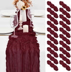 20 Pack Burgundy Table Runner 10Ft Burgundy Cheesecloth Table Runner Boho Gauze Table Runners Long Romantic Sheer Fabric Cheese Cloth Table Runners for Wedding Party Bridal Shower by YMHPRIDE