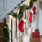 TW SHINE 9 FT Pre-Lit Christmas Garland Decorations, 50 LED Lighted Artificial Norfolk Pine Garlands with 8 Modes, Green Garland for Indoor Outdoor Table Mantle Stairs Fireplace Decor, Multi-Colored - Image 5