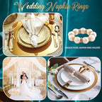 100Pcs Gold Disposable Napkin Rings Imitation Pearl Ring Napkin Holder Delicate White&Gold Beaded Serviette Buckles for Wedding Party Dinner Table Decor and Daily Use - Image 5