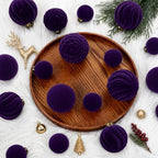 XmasExp 36PCS Velvet Christmas Ornaments Set Mixed Flocked Balls Ornaments Shatterproof Christmas Tree Decorations for Holiday,Party,Home（Purple） - Image 3