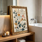 Gold Framed Beige Floral Canvas Wall Art Vintage Country Botanical Earth Tone Flower painting Decor Pictures Boho Plant Bedroom Living Posters Prints for Corridor Classroom Kitchen Room Decoration - Image 4