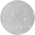 15" Round Rhinestone Placemat - Silver Glass X Pattern by Cumouna