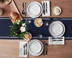 Smile Sunflower Dark Blue Table Runner, Burlap Table Runners 120 inches Long,Farmhouse Style Solid Color Table Runner for Wedding Holiday Party Dinner,Dresser Scarf Decor - Image 3