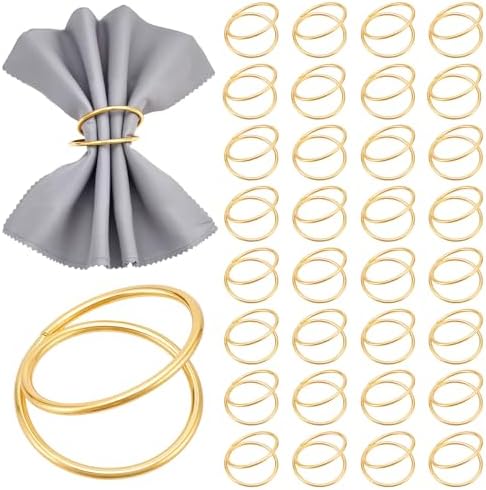 Peacoblue 40Pcs Gold Spiral Napkin Rings Holders with 1Pcs Box, Modern Stainless Steel Napkin Ring Holders for Table Decor Settings, Vintage Napkin Ring for Wedding Christmas Thanksgiving Day Party by PEACOBLUE