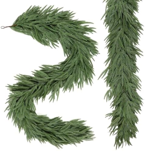 2PCS 6FT Christmas Garland, Artificial Real Touch Norfolk Pine Garland by Alupssuc