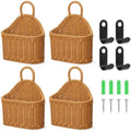 4 Pcs Hanging Wicker Baskets for Wall, with Hooks by Yiyiring