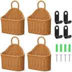 4 Pcs Hanging Wicker Baskets for Wall, with Hooks by Yiyiring