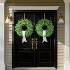 26" Artificial Eucalyptus Wreath with Sash for Front Door Decor(Green) - Image 4