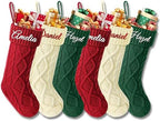 Personalized Christmas Stockings 7 Pack, Custom Christmas Stockings with Names, 18” Large Knitted Xmas Stocking for Family Kids, Fireplace Hanging Holiday Christmas Party Decoration by Bianspz