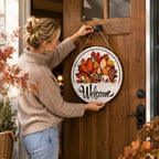 16 Pcs Interchangeable Welcome Sign for Front Door, Wood Hanging Decor - Image 3