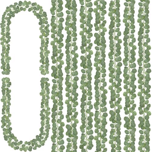 CQURE 32Pcs Eucalyptus Garland,Artificial Eucalyptus Leaves Table Greenery Garland Wreath Vines for Wedding Party Table Bedroom Wall Room Decor by CQURE