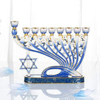 Matashi Hand Painted Enamel Menorah Candelabra with Gold Accents Crystals - Image 6