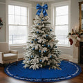 HyDren 84 Inch Velvet Christmas Blue Tree Skirt (Classical Style) by HyDren