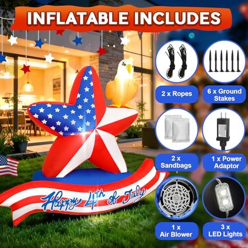 4th of July Inflatables 5.5FT American Star Blow Up Yard Decorations - Image 4