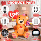 5 FT Valentines Inflatables Outdoor Decorations, Blow up Valentine's Day Love Bear Yard Decor with Hearts, Built-in LED Lights Valentine Holiday Decorations for Outside Lawn Garden Wedding Indoor - Image 5