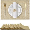 Leetaltree Gold Placemats Set of 8 - Heat Resistant Non-Slip Place mats for Dining Table, Washable Durable PVC Vinyl Woven Table Mats(Luxury Gold, 8) by Leetaltree-ArtatEveryTable