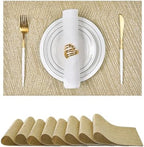 Leetaltree Gold Placemats Set of 8 - Heat Resistant Non-Slip Place mats for Dining Table, Washable Durable PVC Vinyl Woven Table Mats(Luxury Gold, 8) by Leetaltree-ArtatEveryTable