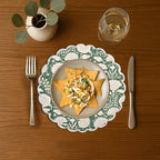 Ridhi Floral Block Print Round Placemats 15" in, Set of 4, Moss Green - Image 2