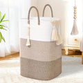 Woven Laundry Basket for Clothes,65 L Large Rectangle Laundry Hampers with Beads Tassel, Nursery Storage Basket for Toys, Tall Dirty Clothes Hamper for Bedroom Aesthetic, Laundry Room Organization by WENMER