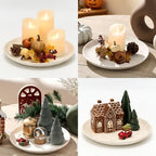Vanselia Decorative Table Tray Ceramic Round Trays Home Decor (12" Rustic) - Image 2