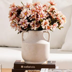 Mitt&Ditt Ceramic Flower Vase with Handles, 8 inch Tall Off-White Vase, Decorative Terracotta Vases, Farmhouse Rustic Pottery Vases for Home Decor, Living Room, Table by MittDitt