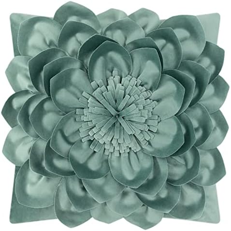 OiseauVoler 3D Flower Throw Pillow Cases Decorative Cushion Covers Soft Velvet Pillowcases Home Sofa Car Bed Room Decor 18 x 18 Inch Green by OiseauVoler
