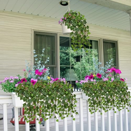 Hollyone 2pcs Artificial Hanging Plants 24" Fake Ivy Vine Faux Ivy Leaves Hanging Plant Greenery for Wall House Room Patio Indoor Outdoor Home Shelf Office Wedding Decor, UV Resistant - Image 4